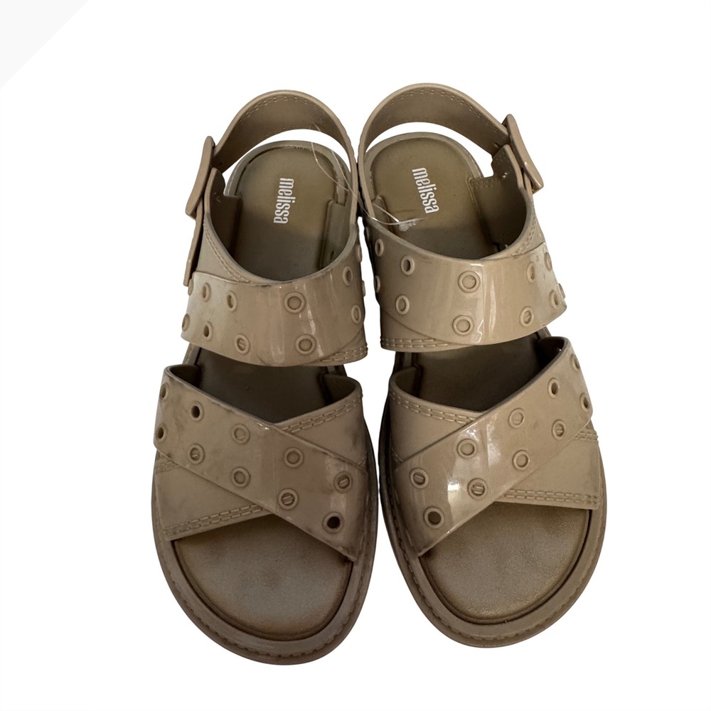 Melissa Papete Essential Beige Jelly Platform Sandals Lug Sole Women Size 8
